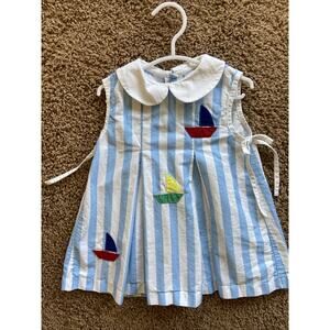 Grace & James Classic Preppy Nautical Sailboat Stripe Peter Pan Dress Baby 18M